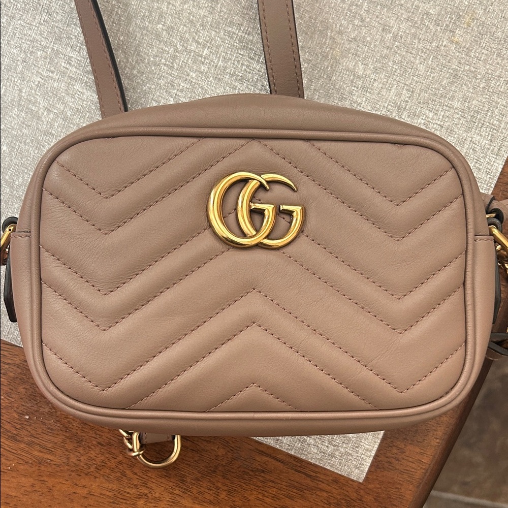 Gucci Women's Brown Crossbody Bag with Gold Logo